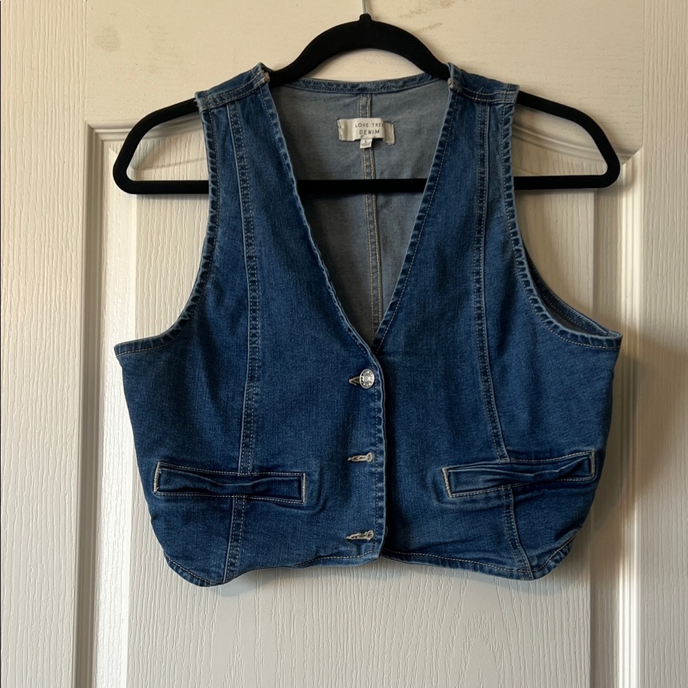 Love Tree Blue Denim Vest